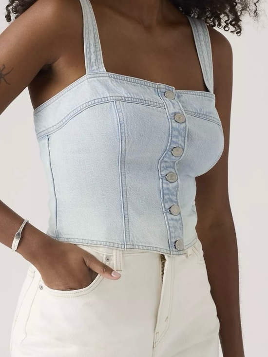 Levi's Tops - 🩵 NWT Levi’s Drea Tank Top L - Corset‑Style Crop - Light Wash